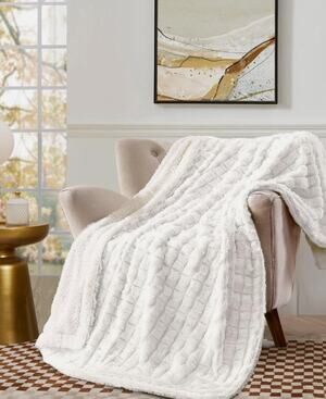 Royal Luxe Reversible Micromink to Faux-Sherpa Tie-Dye Throw, 50" x 60"